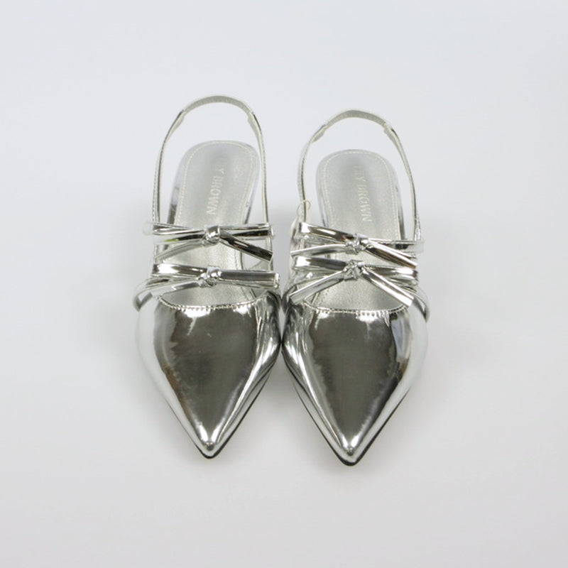 Lily Brown | Lily Brown Ribbon Detail Mules Other Shoes LWGS241313 Silver Size: S