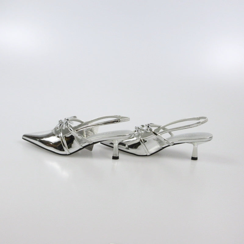 Lily Brown | Lily Brown Ribbon Detail Mules Other Shoes LWGS241313 Silver Size: S