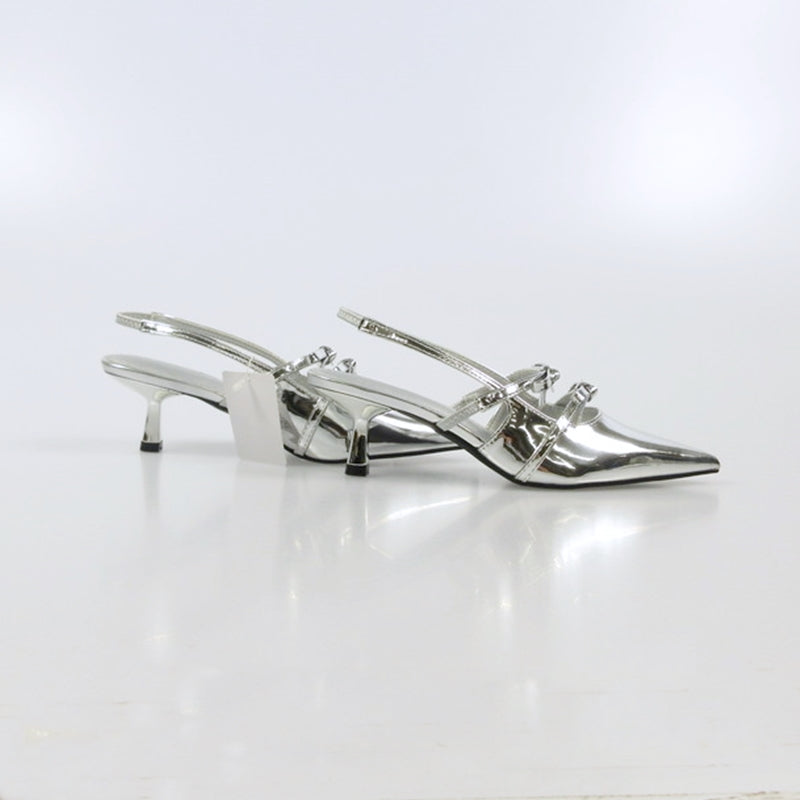 Lily Brown | Lily Brown Ribbon Detail Mules Other Shoes LWGS241313 Silver Size: S
