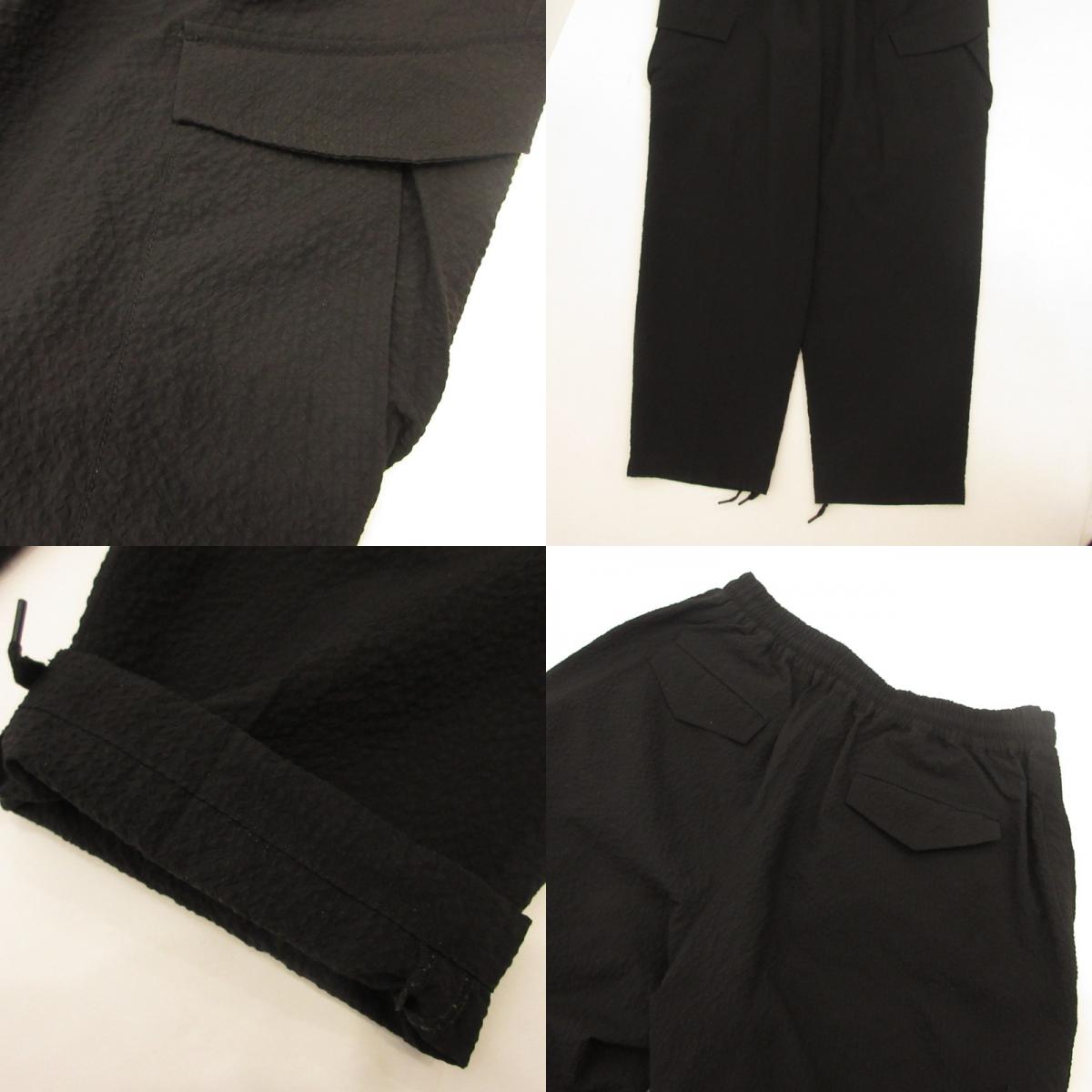 Paul Smith | Paul Smith Airy Seersucker Wide Cargo Pants Cargo Pants 152110 Black Size: M