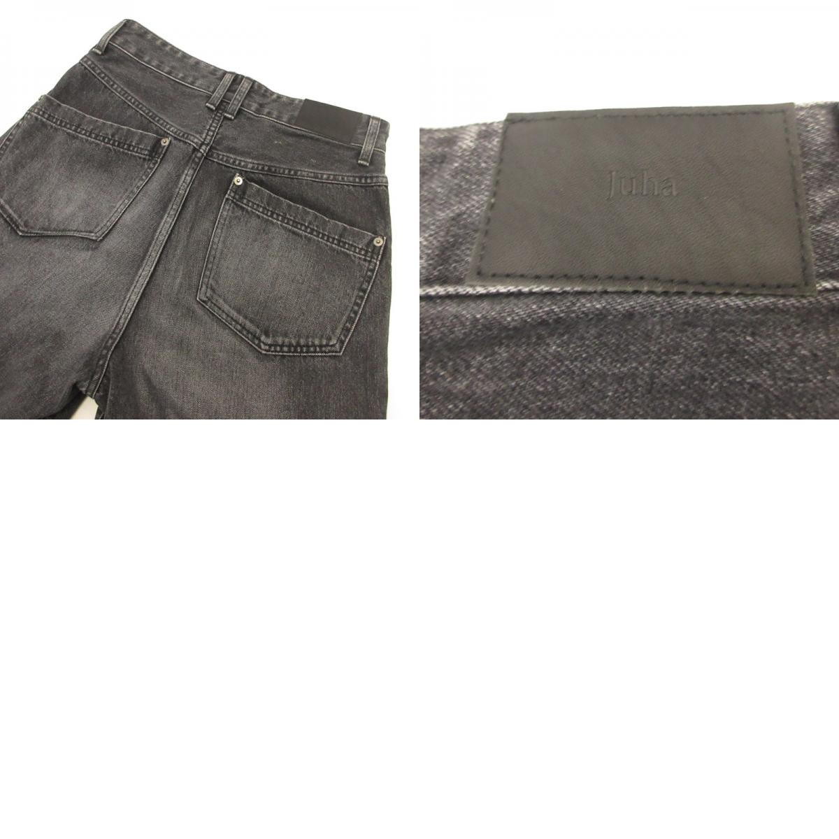 DAMAGE WIDE DENIM PANTS Denim Pants 10210801-4 Black Size: 2