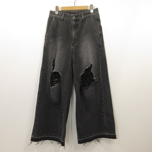 DAMAGE WIDE DENIM PANTS デニムパンツ 10210801-4 ブラック サイズ：2