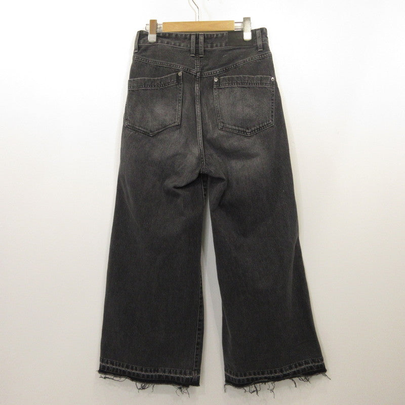 DAMAGE WIDE DENIM PANTS Denim Pants 10210801-4 Black Size: 2