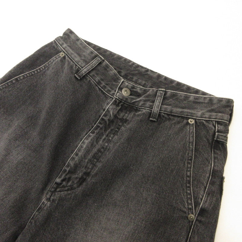 DAMAGE WIDE DENIM PANTS Denim Pants 10210801-4 Black Size: 2