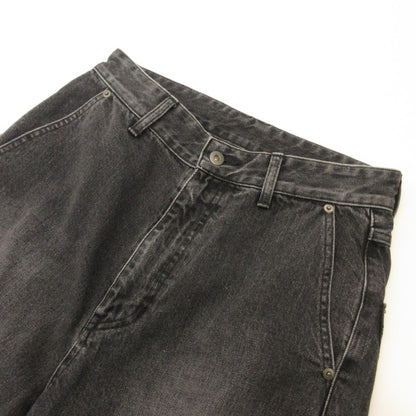 DAMAGE WIDE DENIM PANTS Denim Pants 10210801-4 Black Size: 2