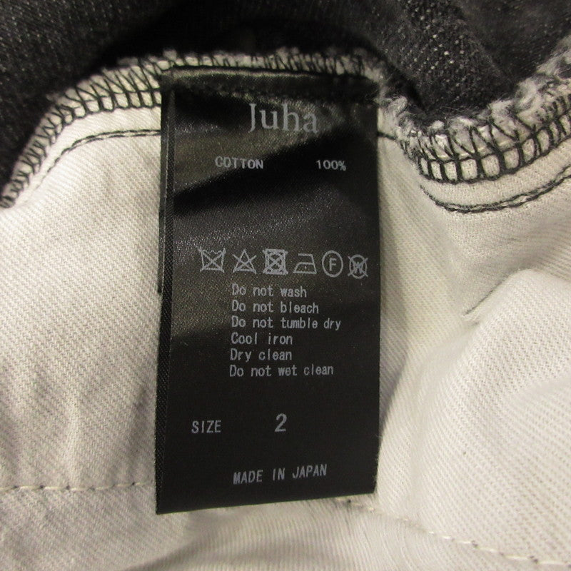 DAMAGE WIDE DENIM PANTS Denim Pants 10210801-4 Black Size: 2