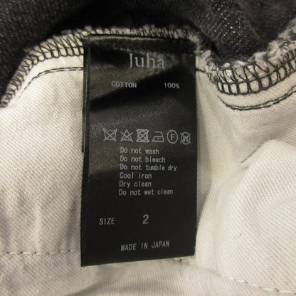 DAMAGE WIDE DENIM PANTS Denim Pants 10210801-4 Black Size: 2