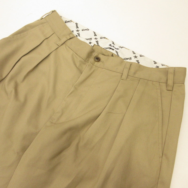 schott | Schott TC DOUBLE PLEATED WIDE PANTS Khaki Size: XL