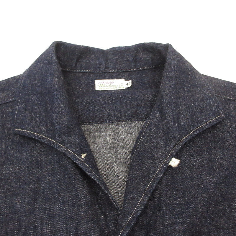 WARE HOUSE | Warehouse Light-Ounce Denim Open Collar Shirt Other Tops Navy Size: 42