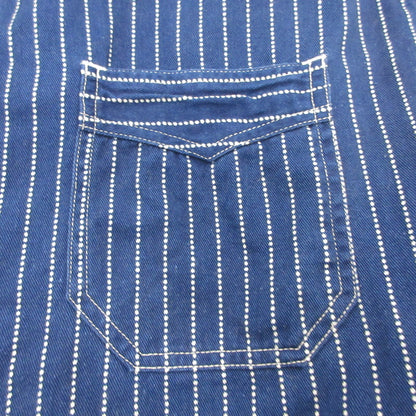 SUGAR CANE | SUGAR CANE WABASH STRIPE WORK SHIRT Short-sleeved Shirt SC36267 Navy Size: L