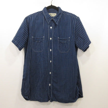 SUGAR CANE | SUGAR CANE WABASH STRIPE WORK SHIRT Short-sleeved Shirt SC36267 Navy Size: L