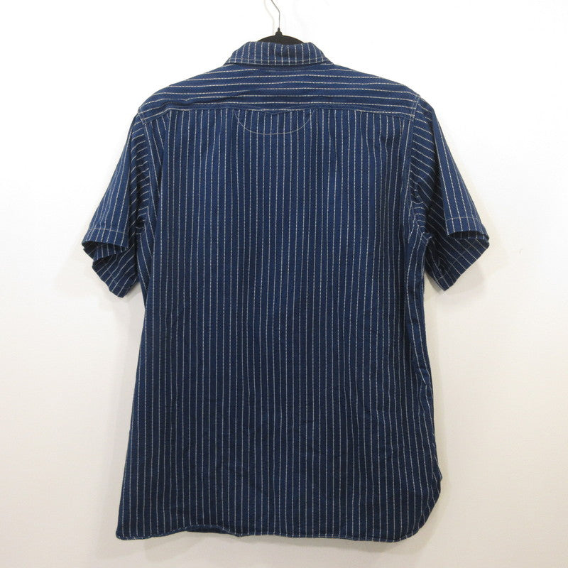 SUGAR CANE | SUGAR CANE WABASH STRIPE WORK SHIRT Short-sleeved Shirt SC36267 Navy Size: L