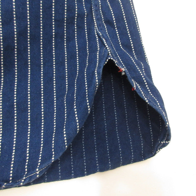 SUGAR CANE | SUGAR CANE WABASH STRIPE WORK SHIRT Short-sleeved Shirt SC36267 Navy Size: L