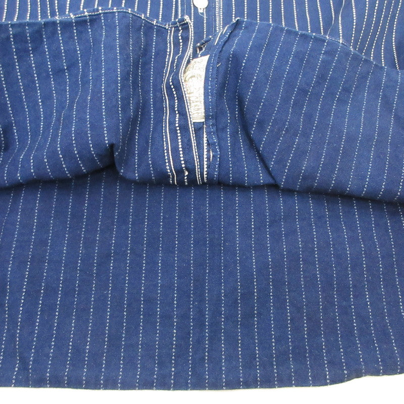 SUGAR CANE | SUGAR CANE WABASH STRIPE WORK SHIRT Short-sleeved Shirt SC36267 Navy Size: L