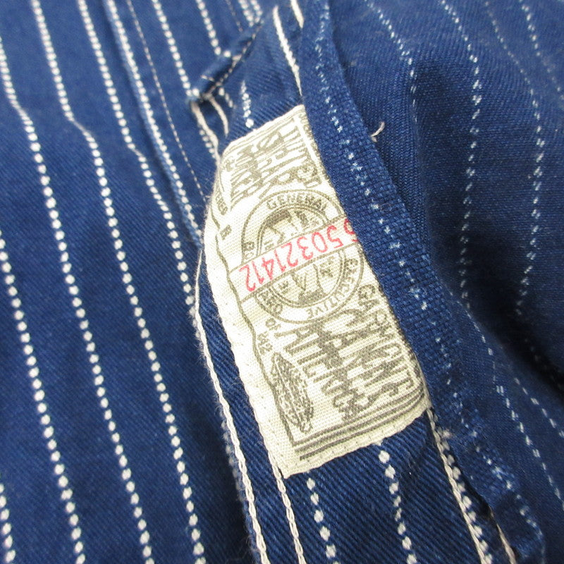 SUGAR CANE | SUGAR CANE WABASH STRIPE WORK SHIRT Short-sleeved Shirt SC36267 Navy Size: L