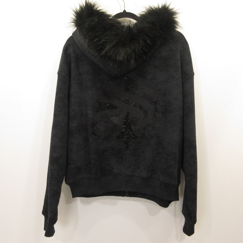 SUPPLIER | SUPPLIER Faux Fur Cross Zip Hoodie Black Size: L
