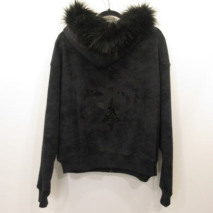 SUPPLIER | SUPPLIER Faux Fur Cross Zip Hoodie Black Size: L
