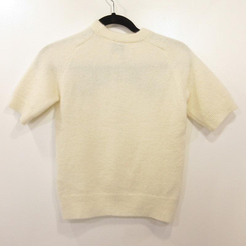 Alpaca Blend Jacquard Top Knit 23A-KN149-8065 White Size: S