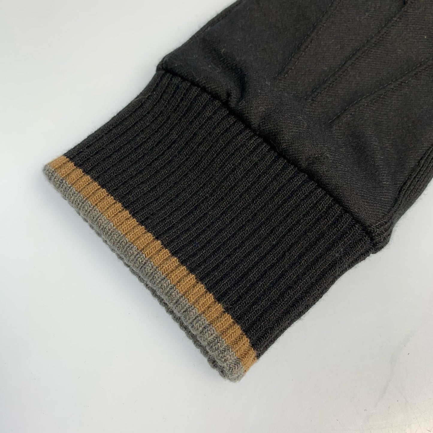 Paul Smith | ポール・スミス バイカラーラインリブ レザーグローブ 手袋 220758 ブラック