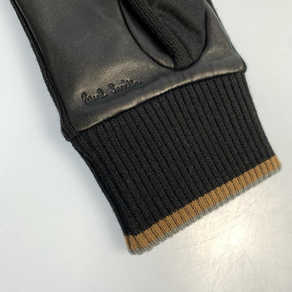 Paul Smith | ポール・スミス バイカラーラインリブ レザーグローブ 手袋 220758 ブラック