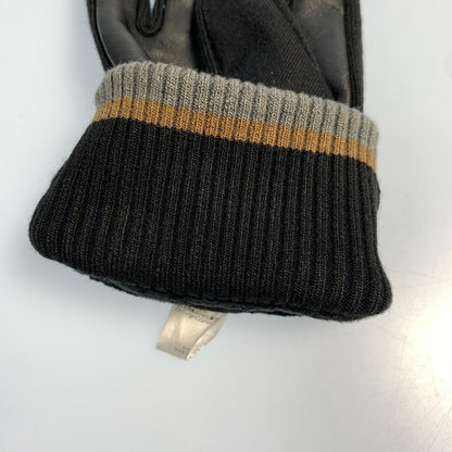 Paul Smith | ポール・スミス バイカラーラインリブ レザーグローブ 手袋 220758 ブラック