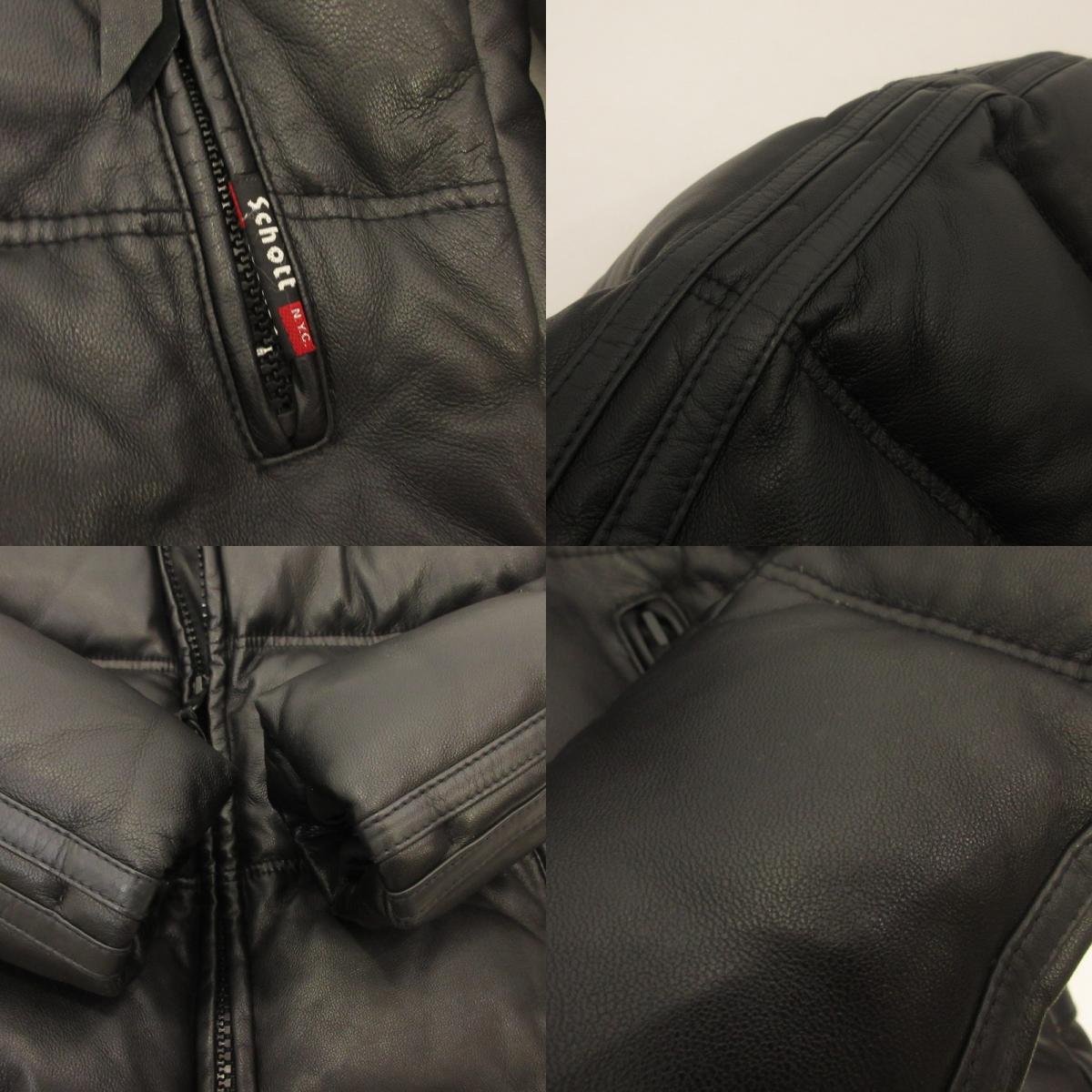 schott | ショット モーターサイクル レザーダウン ジャケット ダウンジャケット 3141023 ブラック サイズ：XL