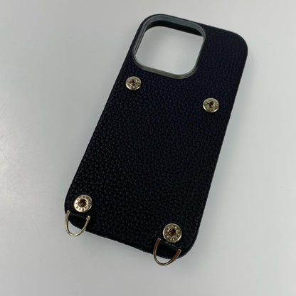BONAVENTURA | ボナベンチュラ スナップボタン付き バックカバーケース シュリンクレザー その他小物 BSNT16P-NA iPhone16Pro用 ネイビー【姫路東店】