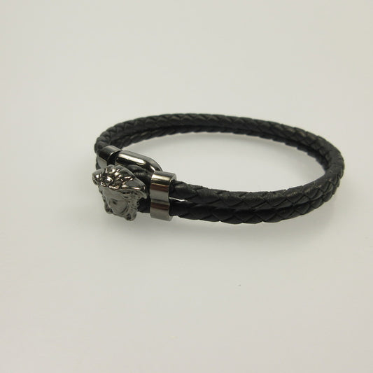 VERSACE | ヴェルサーチ ラ メドゥーサ レザー ブレスレット ブレスレット DG05579 ブラック