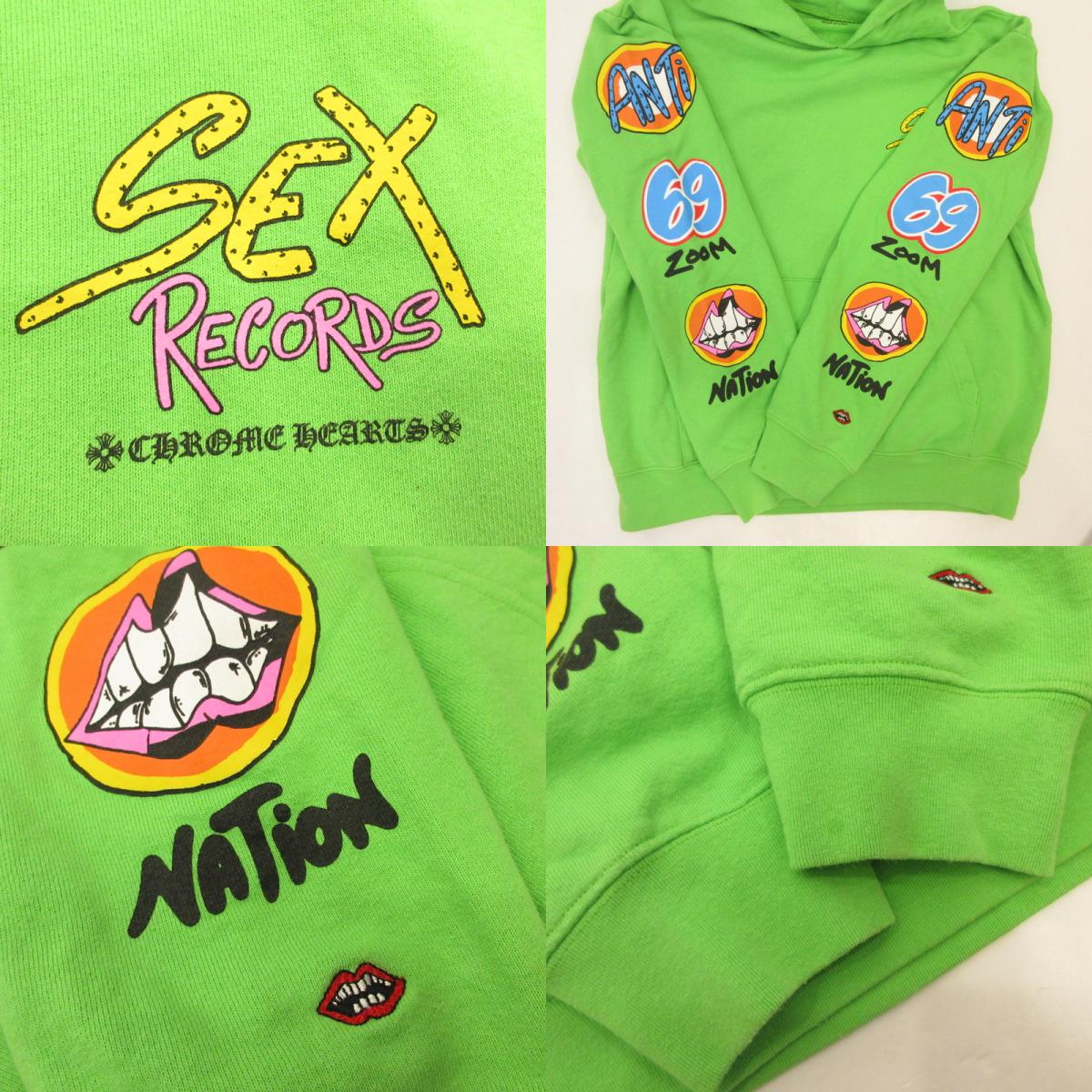 CHROME HEARTS | クロムハーツ Sex Records Hoodie パーカー ライトグリーン サイズ：L
