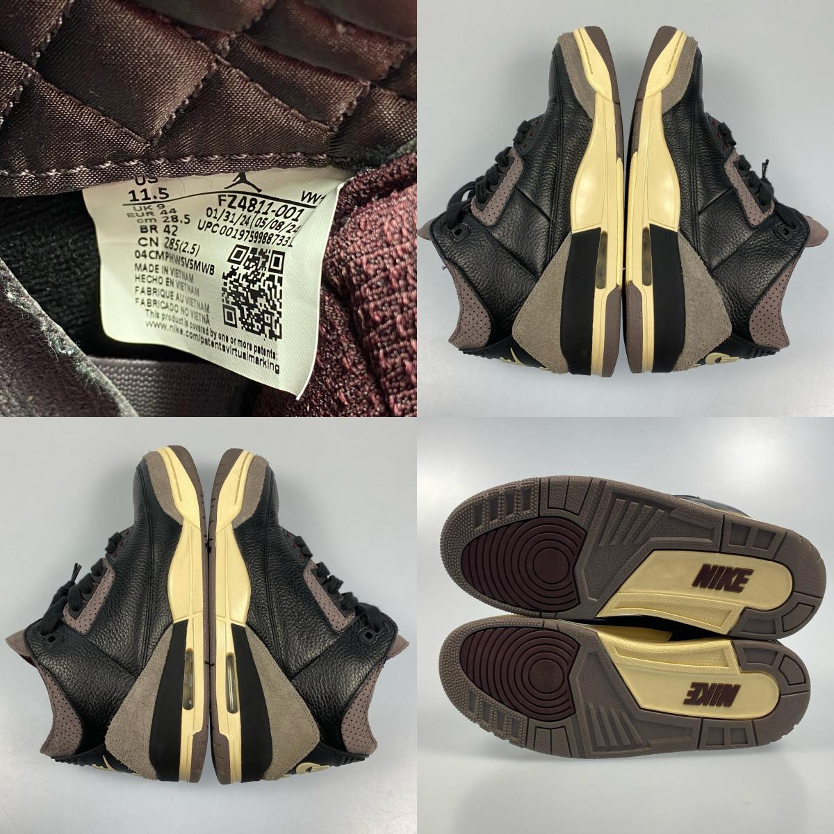 NIKE | ナイキ WMNS AIR JORDAN 3 RETRO OG SP スニーカー FZ4811-001 2024A/W 28.5cm ブラック 28.5cm【姫路東店】
