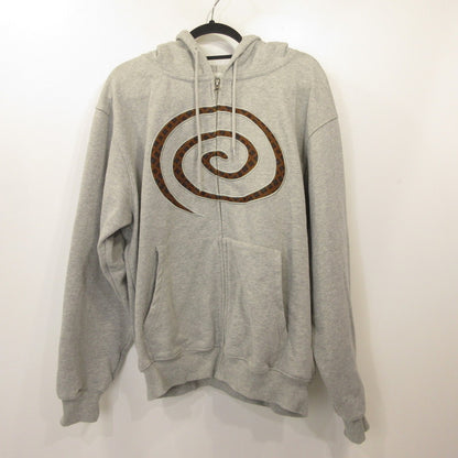 EX PLAID ZIP HOODIE パーカー グレー サイズ：L