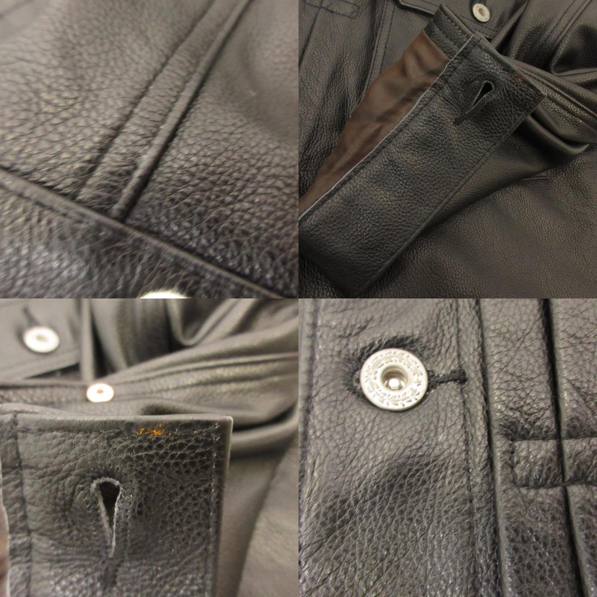 HOUSTON | ヒューストン COW LEATHER TRACK JACKET レザー 8215 ｻｲｽﾞ:42R ブラック