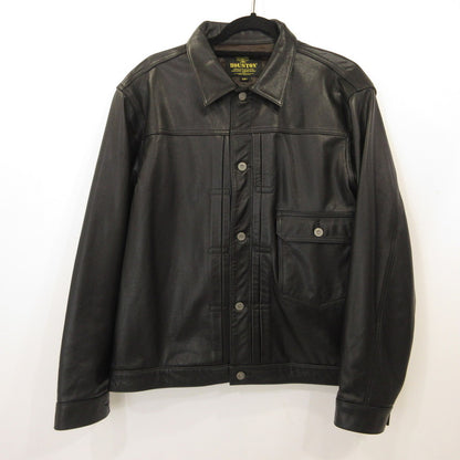 HOUSTON | ヒューストン COW LEATHER TRACK JACKET レザー 8215 ｻｲｽﾞ:42R ブラック