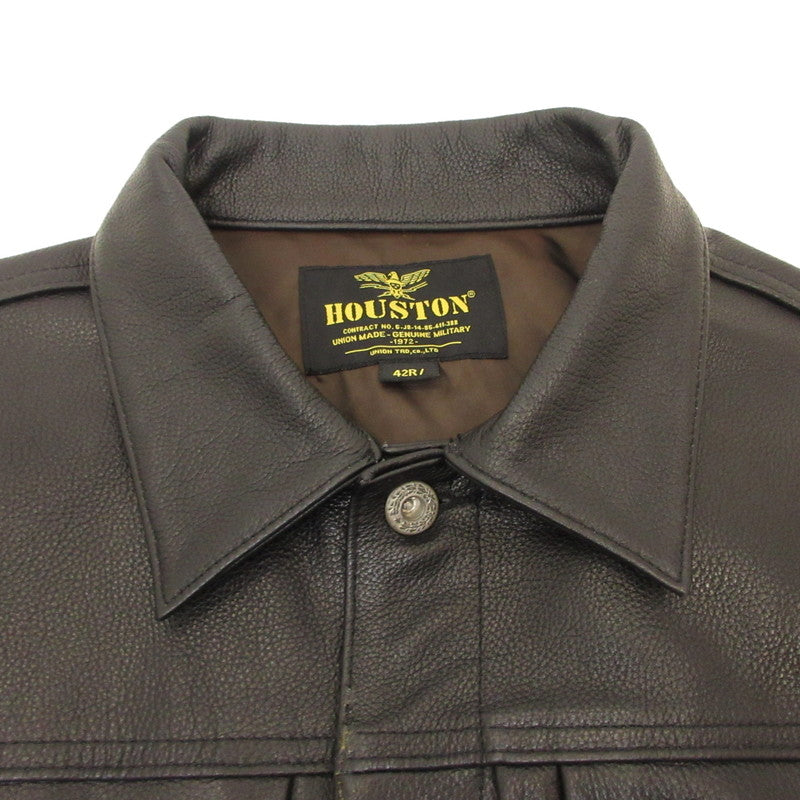 HOUSTON | ヒューストン COW LEATHER TRACK JACKET レザー 8215 ｻｲｽﾞ:42R ブラック