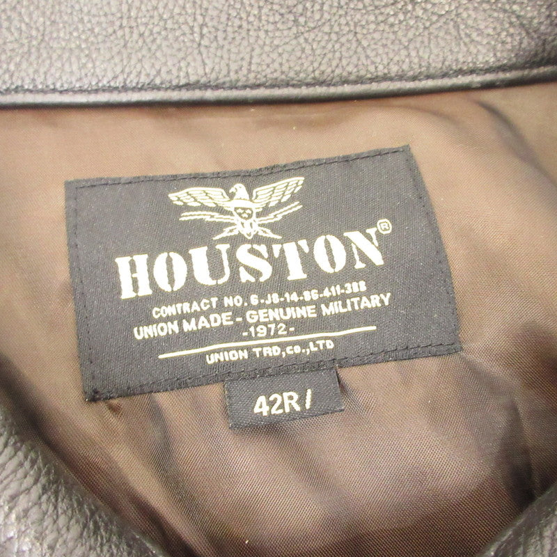 HOUSTON | ヒューストン COW LEATHER TRACK JACKET レザー 8215 ｻｲｽﾞ:42R ブラック
