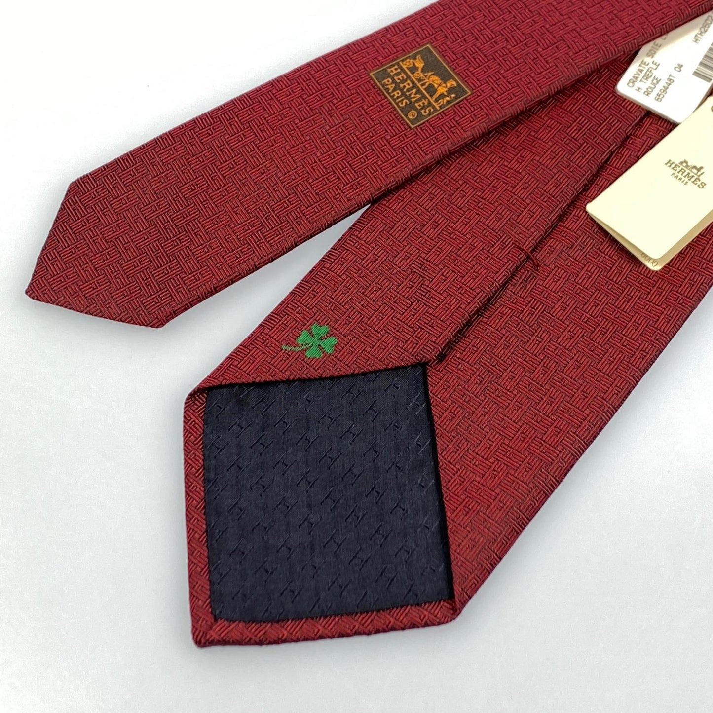 HERMES | エルメス CRAVATE SOIE LOURDE T H TREFLE ネクタイ H659448T ボルドー/バーガンディー【姫路東店】