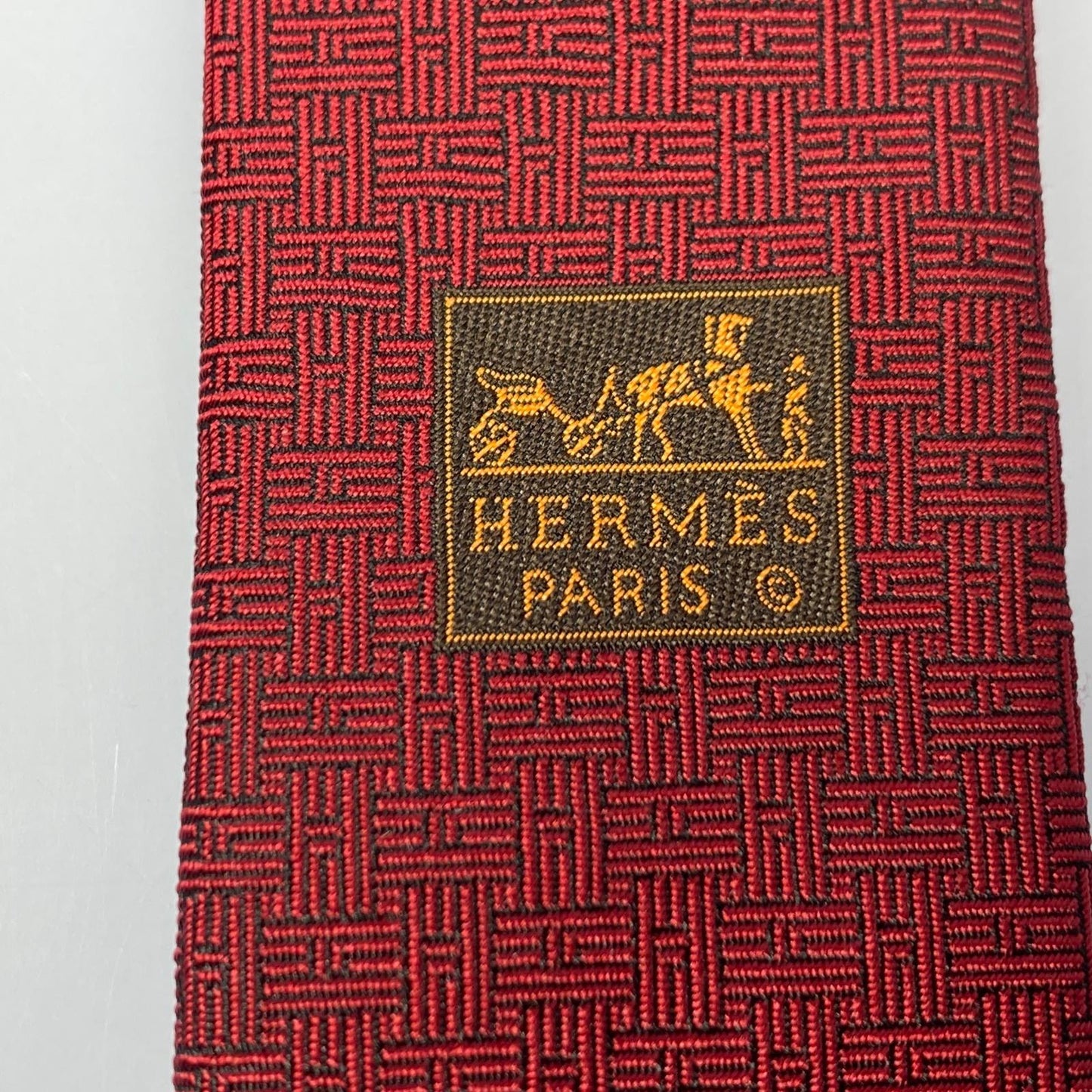 HERMES | エルメス CRAVATE SOIE LOURDE T H TREFLE ネクタイ H659448T ボルドー/バーガンディー【姫路東店】