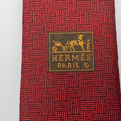 HERMES | エルメス CRAVATE SOIE LOURDE T H TREFLE ネクタイ H659448T ボルドー/バーガンディー【姫路東店】