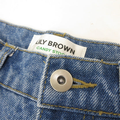 Lily Brown | リリーブラウン ハートビジューワイド デニムパンツ LWFP241810 ｻｲｽﾞ:00 ライトブルー