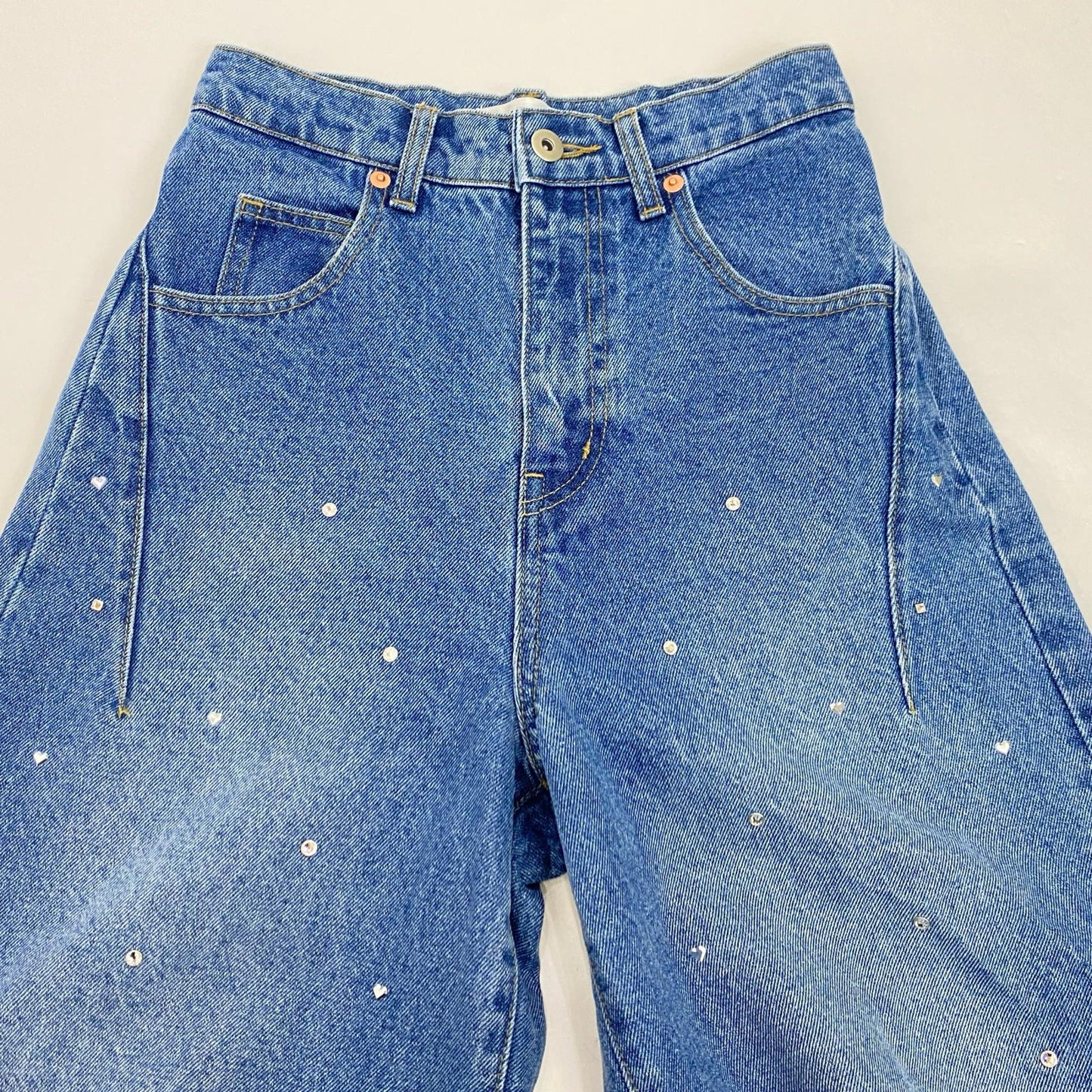 Lily Brown | リリーブラウン ハートビジューワイド デニムパンツ LWFP241810 2024S/S ｻｲｽﾞ:00 ライトブルー【姫路東店】