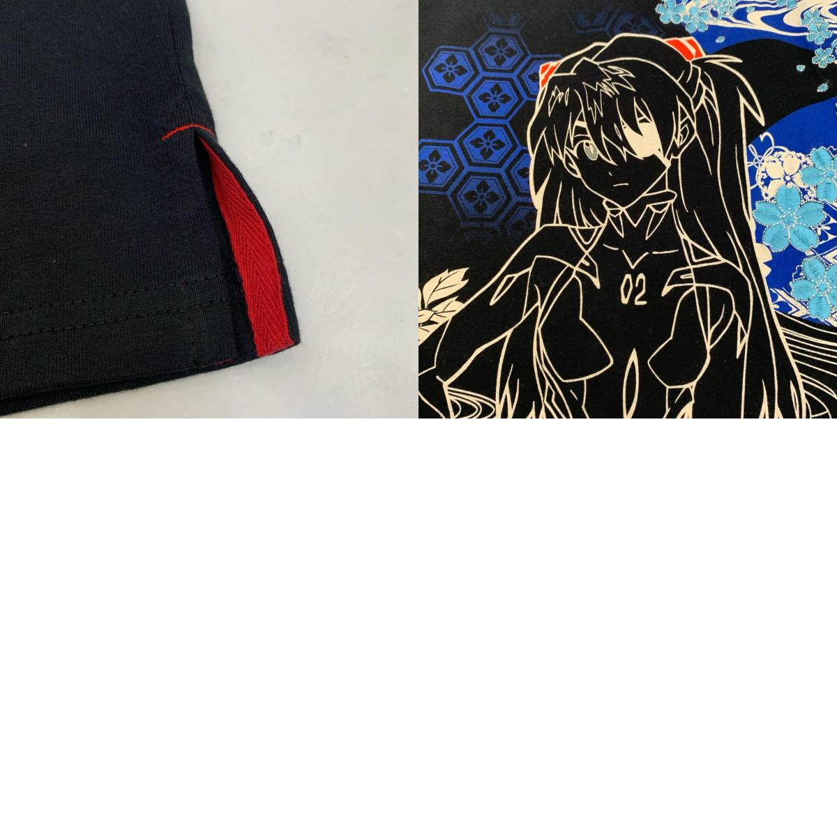 【中古】錦 | ニシキ 式波(惣流)アスカ・ラングレー×扇桜家紋 半袖Ｔシャツ 58231 ブラック サイズ：L【姫路東店】