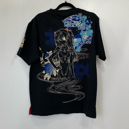 【中古】錦 | ニシキ 式波(惣流)アスカ・ラングレー×扇桜家紋 半袖Ｔシャツ 58231 ブラック サイズ：L【姫路東店】