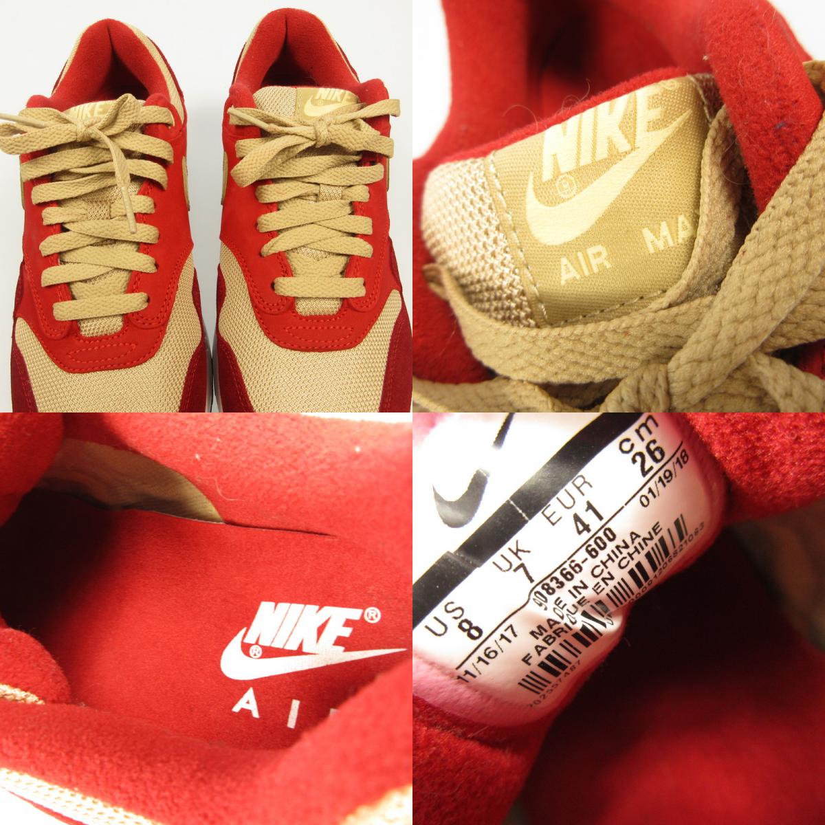 NIKE | ナイキ AIR MAX 1 PRM RETRO RED CURRY スニーカー 908366-600 レッド 26cm【姫路東店】