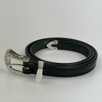 3-Piece Silver Buckle Set Belt ベルト 2244 ブラック サイズ：32【姫路東店】
