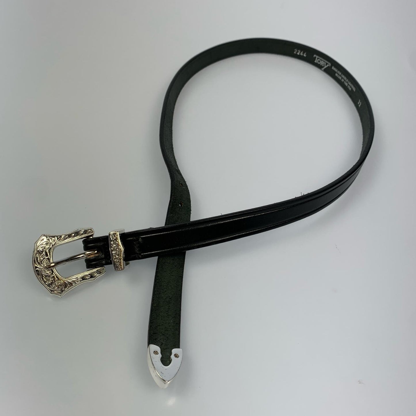 3-Piece Silver Buckle Set Belt ベルト 2244 ブラック サイズ：32【姫路東店】