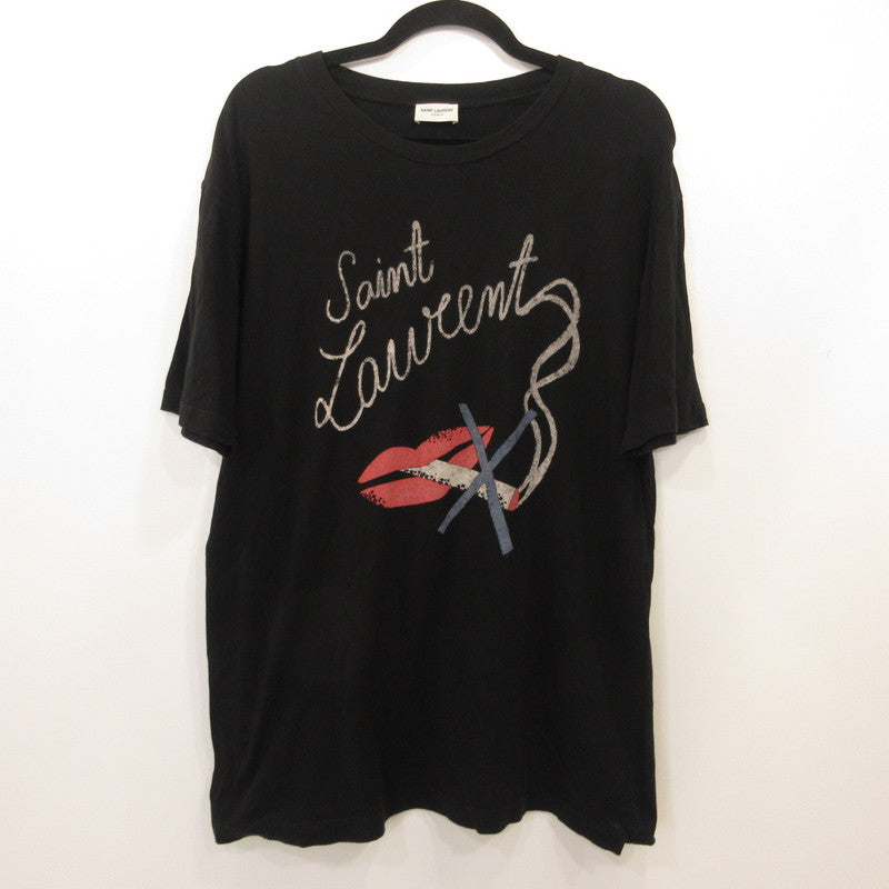 SAINT LAURENT | サンローラン BOUCHE/NO SMOKING 半袖Ｔシャツ 482676YB1HU1004 ブラック サイズ：3【姫路東店】