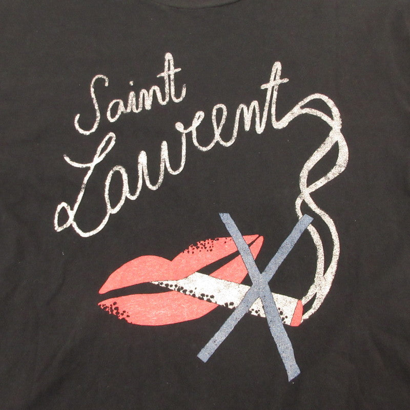 SAINT LAURENT | サンローラン BOUCHE/NO SMOKING 半袖Ｔシャツ 482676YB1HU1004 ブラック サイズ：3【姫路東店】