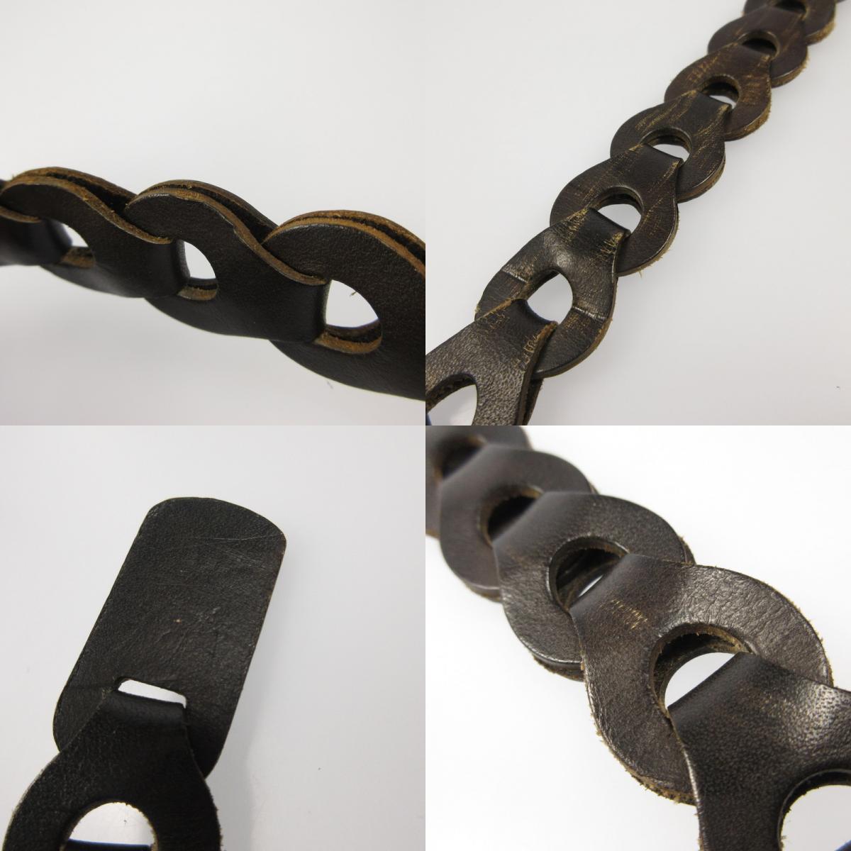 Llife ライフ LEATHER CHAIN BELT ベルト ブラウン【姫路東店】