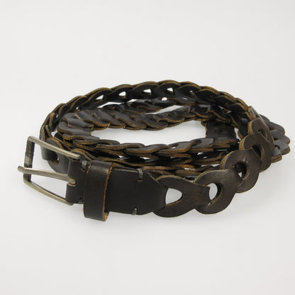 Llife ライフ LEATHER CHAIN BELT ベルト ブラウン【姫路東店】