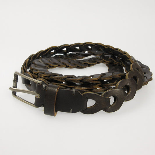 Llife ライフ LEATHER CHAIN BELT ベルト ブラウン【姫路東店】